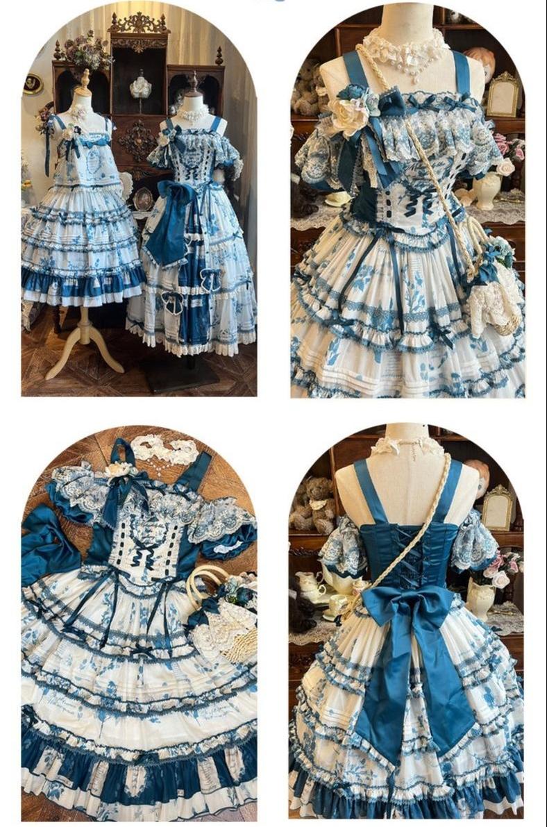 Mulberry Poetry Collection - Plus Size Lolita Printed Top & Skirt Set with Embroidery 45445:847582