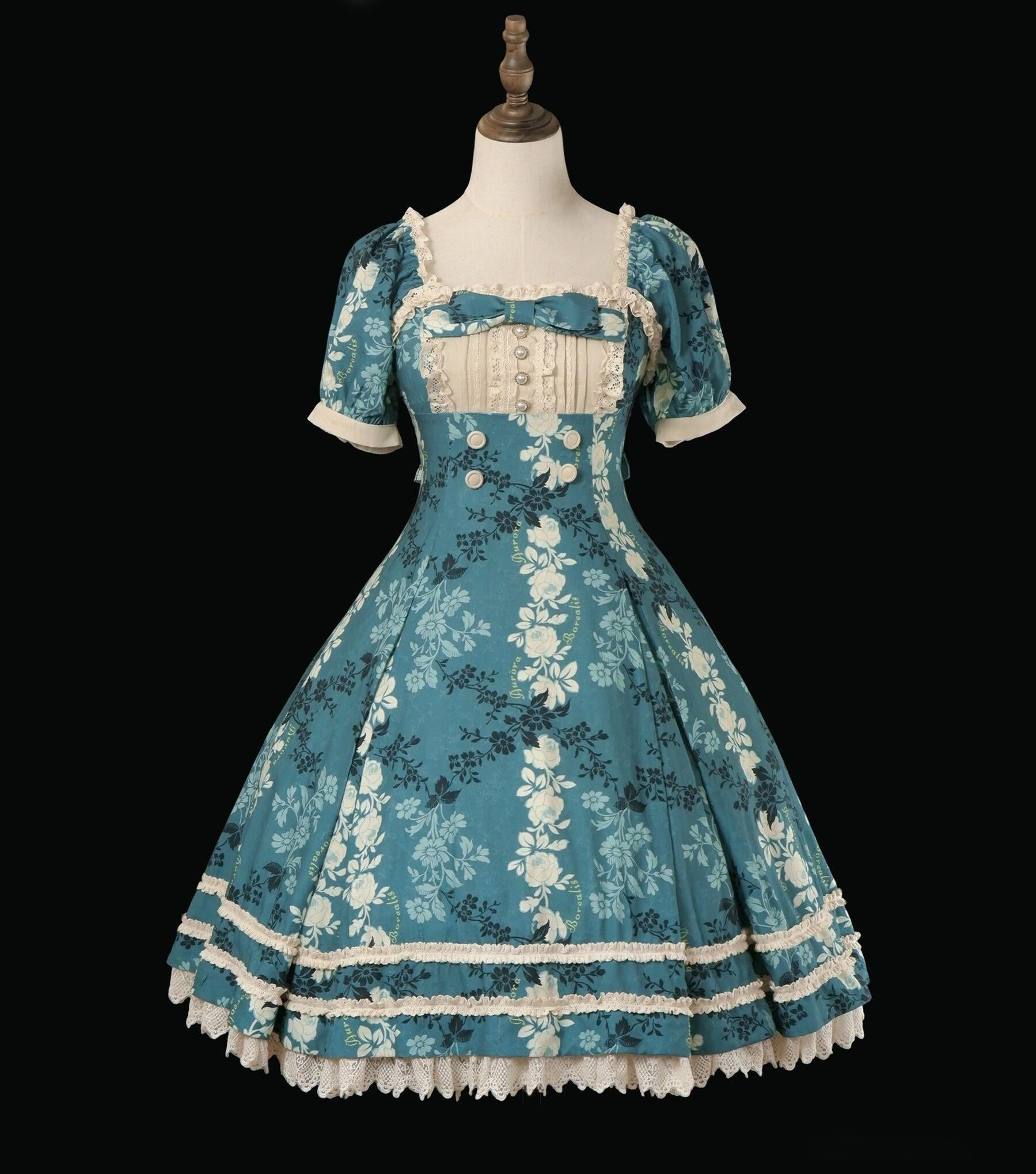 When flowers bloom - Classic Lolita Printed Dress, Ruffles & Bow 45181:838897