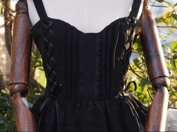 Tiny Garden - Garden Waltz - Black Elegant Lolita JSK, Knee Length Dress 44316:803934