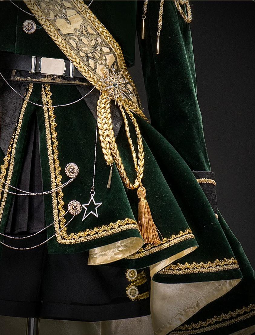 Canticle of Rites - Military Ouji Lolita Jacket & Shorts Set, Detachable Train 46053:873820