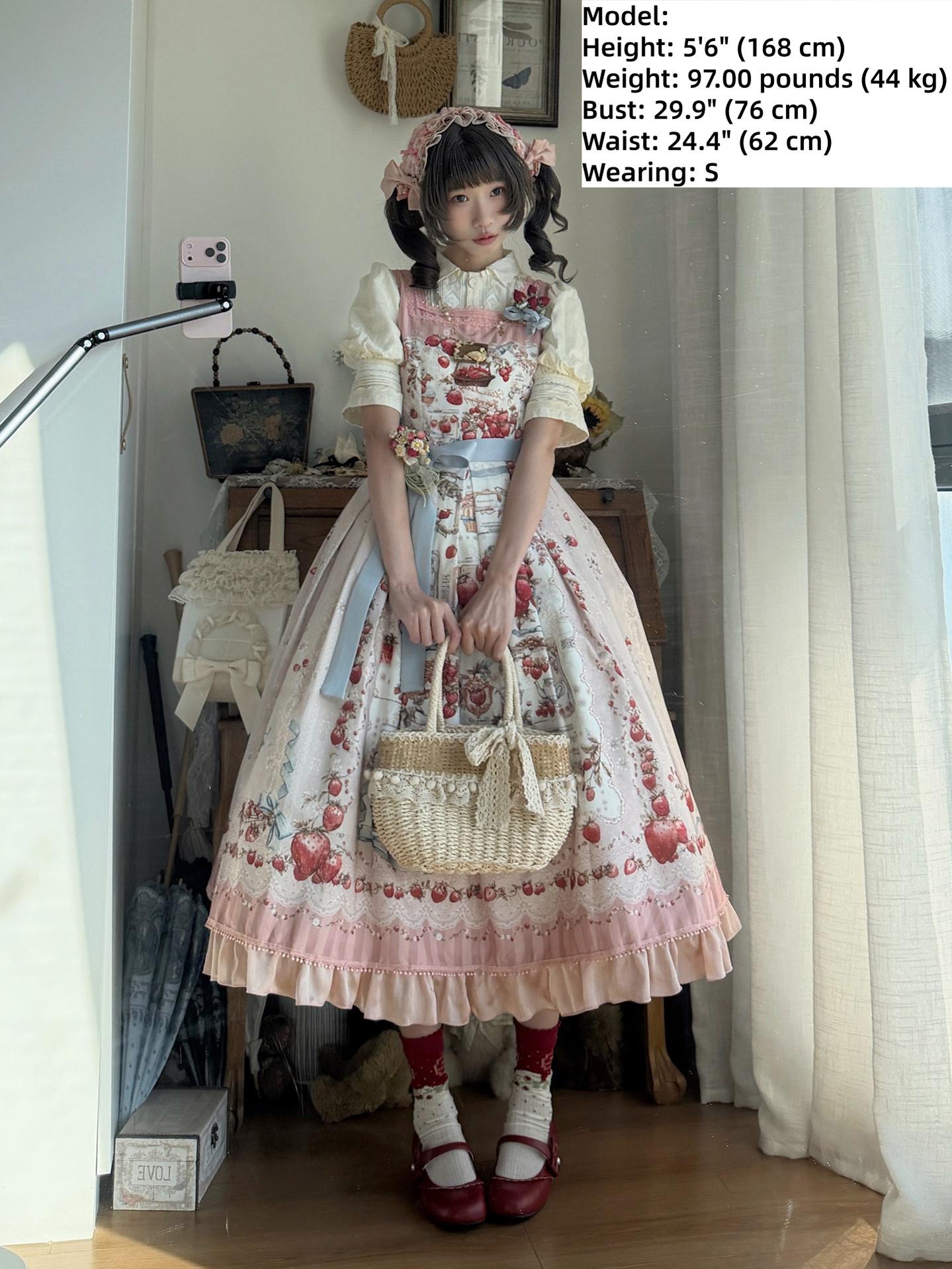Strawberry Manor - Printed Sweet Lolita JSK Dress, Box Pleats 45025:832963