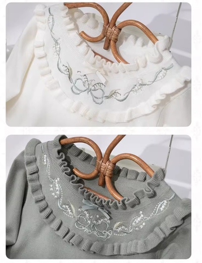(BFM)NyaNya~Long Sleeve Knit Lolita Sweater Embroidered Innerwear   
