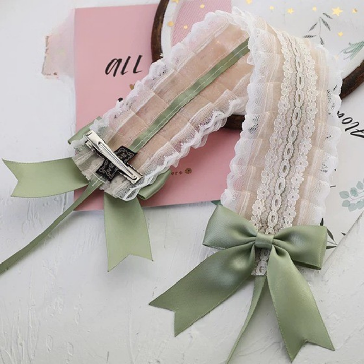 Sweet Lolita Lace Bow Headband with Clips 45829:864380