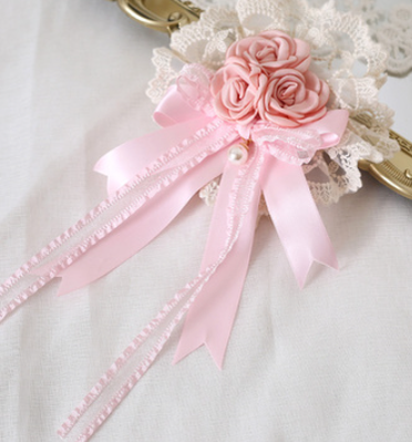 Xiaogui - Mood Limited Pink - Kawaii Lolita Lace Headdress Accessories no. 5 burned edge flower pill (diameter 14cm long, the back of the fish mouth clip brooch two)