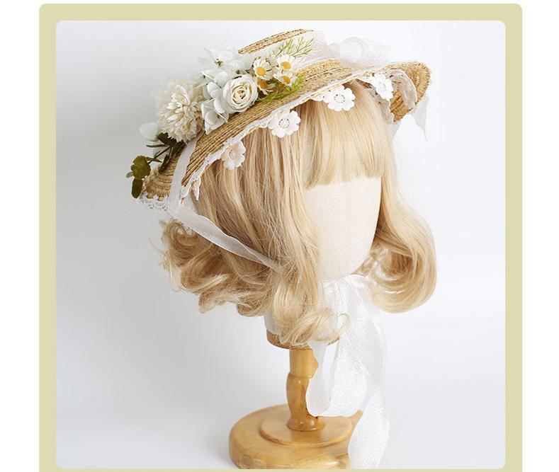Xiaogui - Elegant Lolita Flower Bow Lace Sunhat