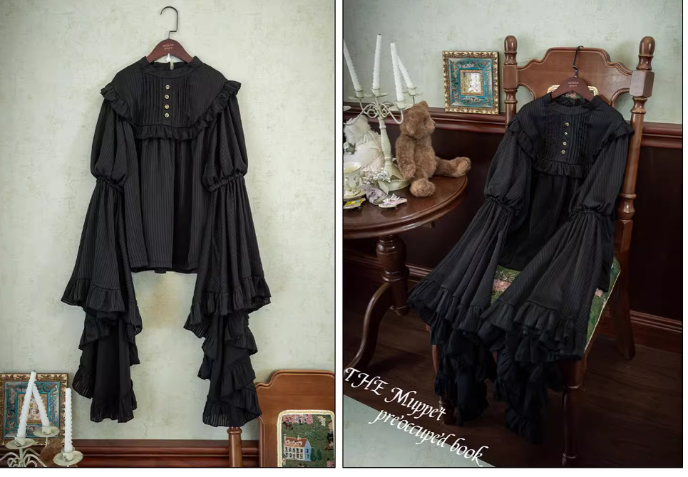 Muppet Mind Ben - Dreaming - Gothic Lolita Princess Sleeves Blouse Striped Printing 39008:608464