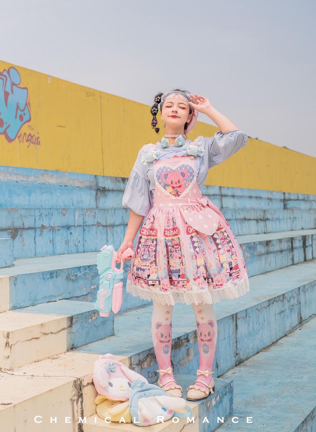 Chemical Romance - Sweetheart Doll Machine - Sweet Lolita Printed Salopette