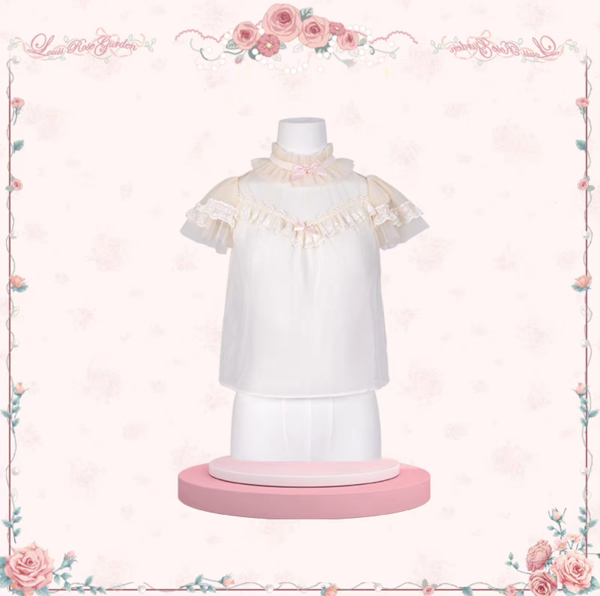 Mademoiselle Pearl~Rose Garden~Elegant Lolita Dress Bridal Floral Dress XS Mesh innerwear (L M S XL XS) 29098:396440