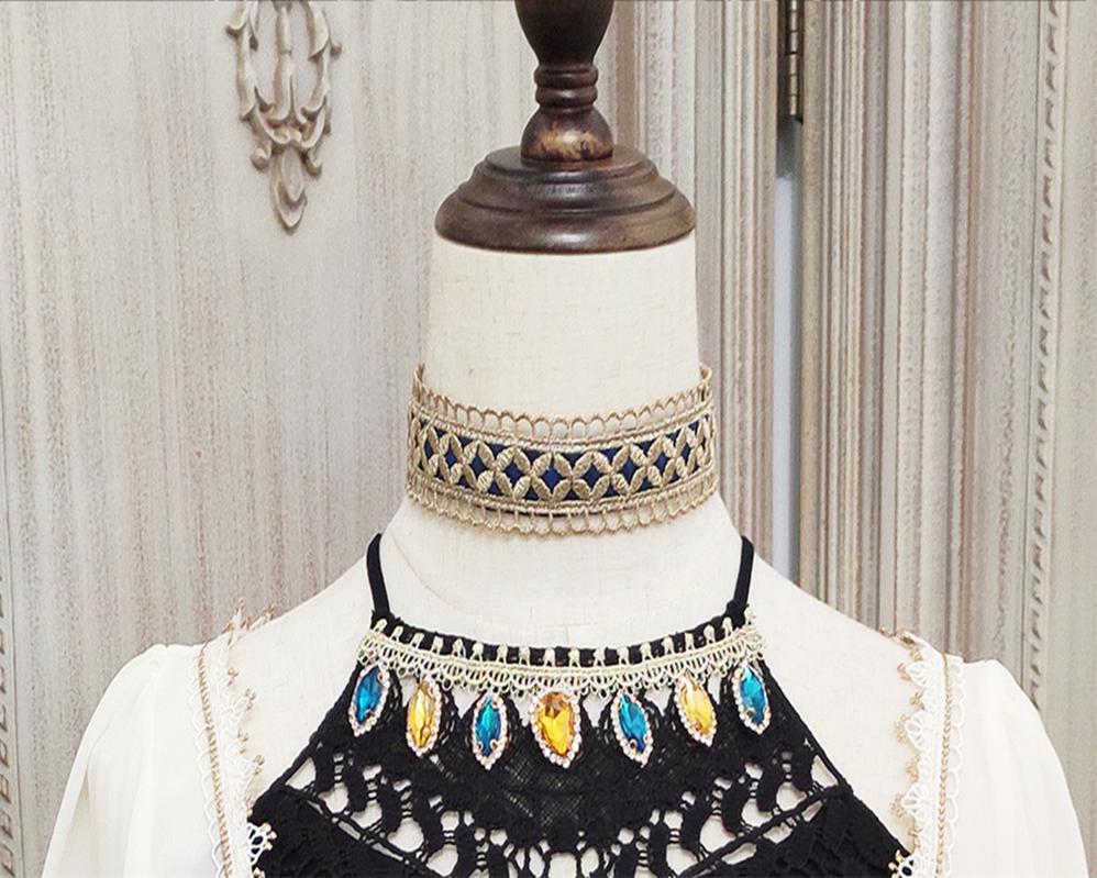 Miss Point~Dusk Bester~Egyptian Lolita Brooch Waistband Shawl dark blue lace chocker 17026:232482