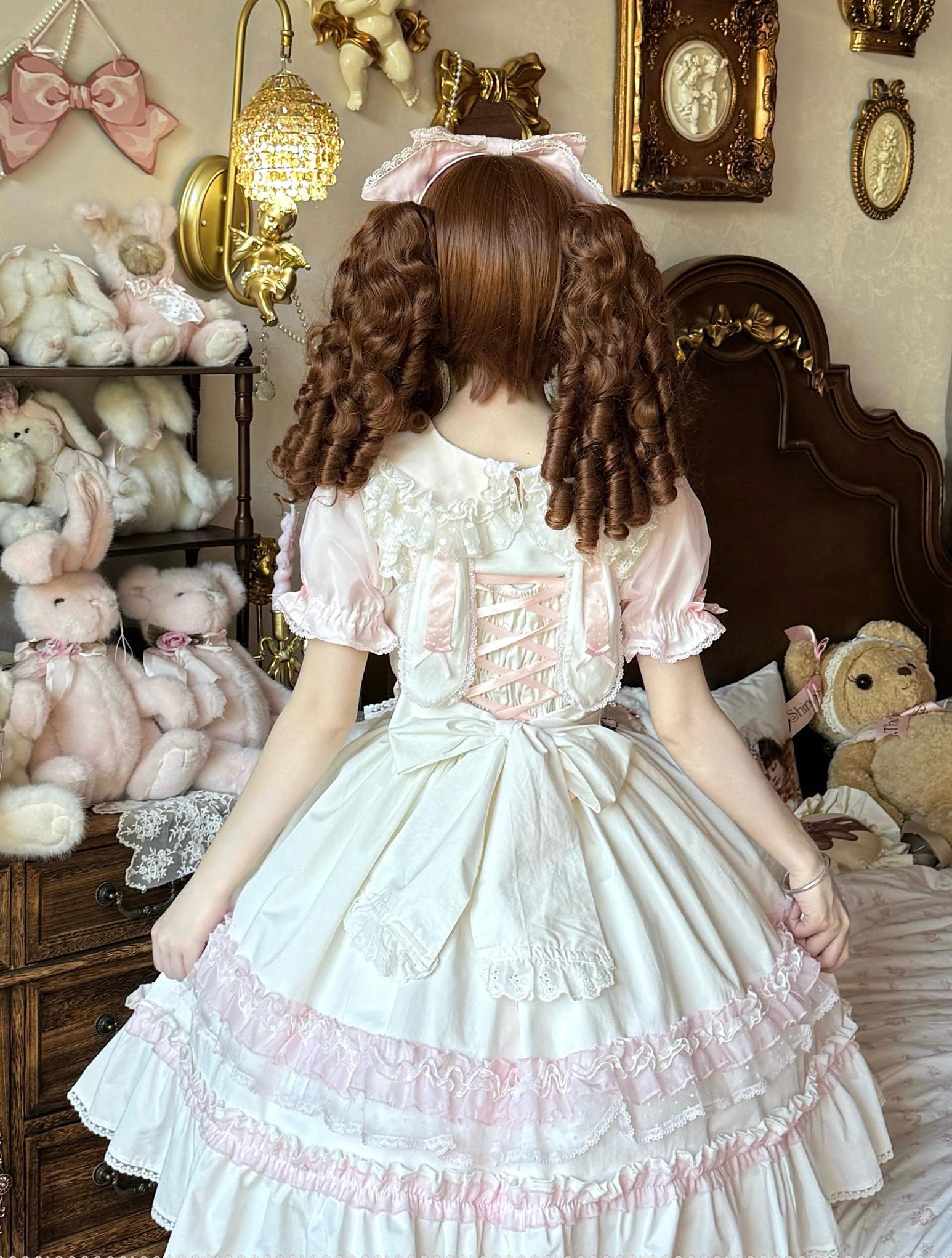 Little Dessert Chef - Old School Lolita JSK Dress, Cream-Like Ruffle