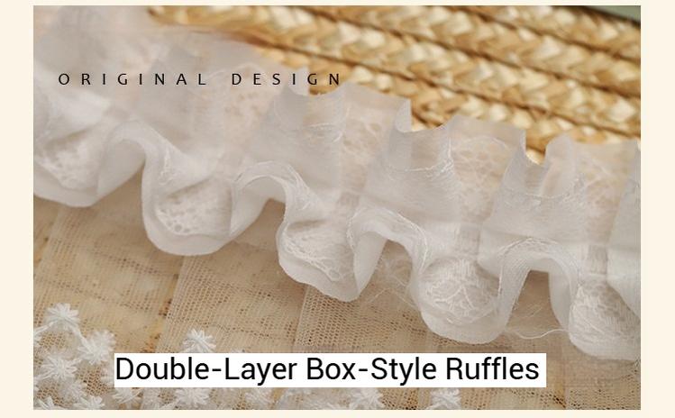 The Accessories' Story - Country Lolita Straw BNT, Ruffled Lace, Artificial Flower