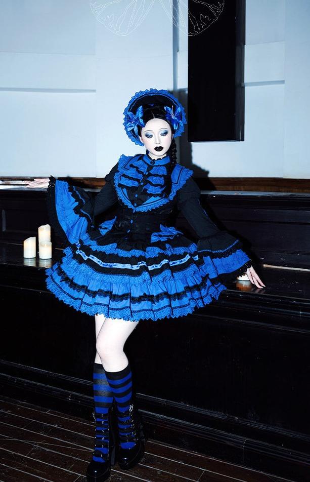 Nightmare - Gothic Lolita Ruffled Blouse and Tiered Skirt Set 45439:852820