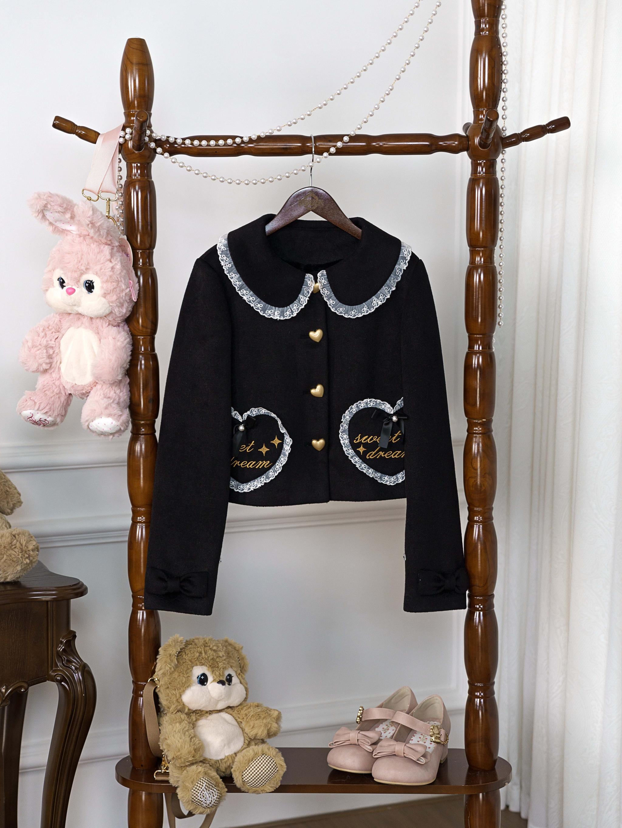 Milk Puff - Winter Fleece-lined Sweet Lolita Coat, Detachable Collar (L M S XL) 44043:793454
