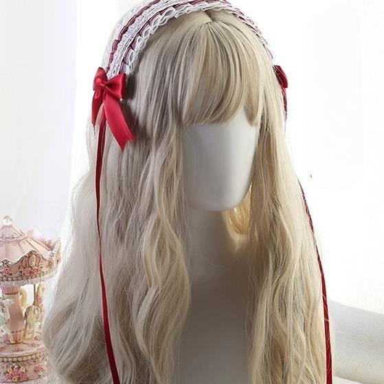 Sweet Lolita Lace Bow Headband with Clips 45829:864389