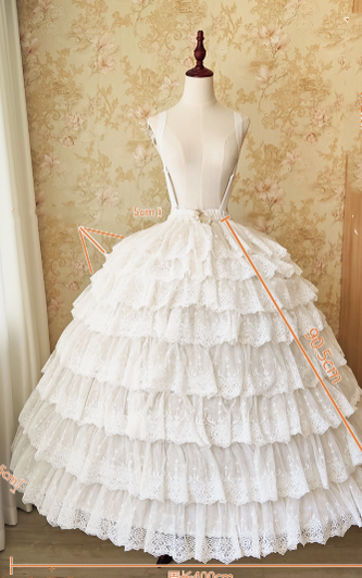 Sentaro - Elegant Lolita A-line Fish-bon Adjustable Tiered Skirt 15014:209088