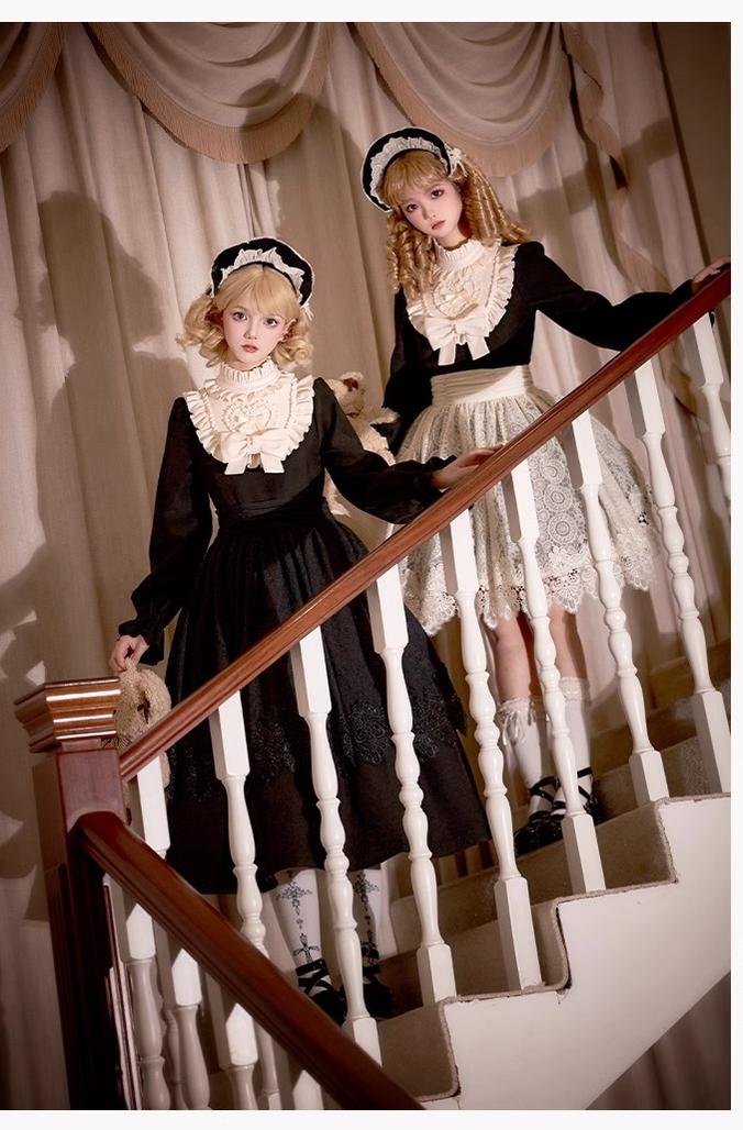 With PUJI - Twilight Choir - Twin Lolita OP Suit Loose Version Dress with Apron