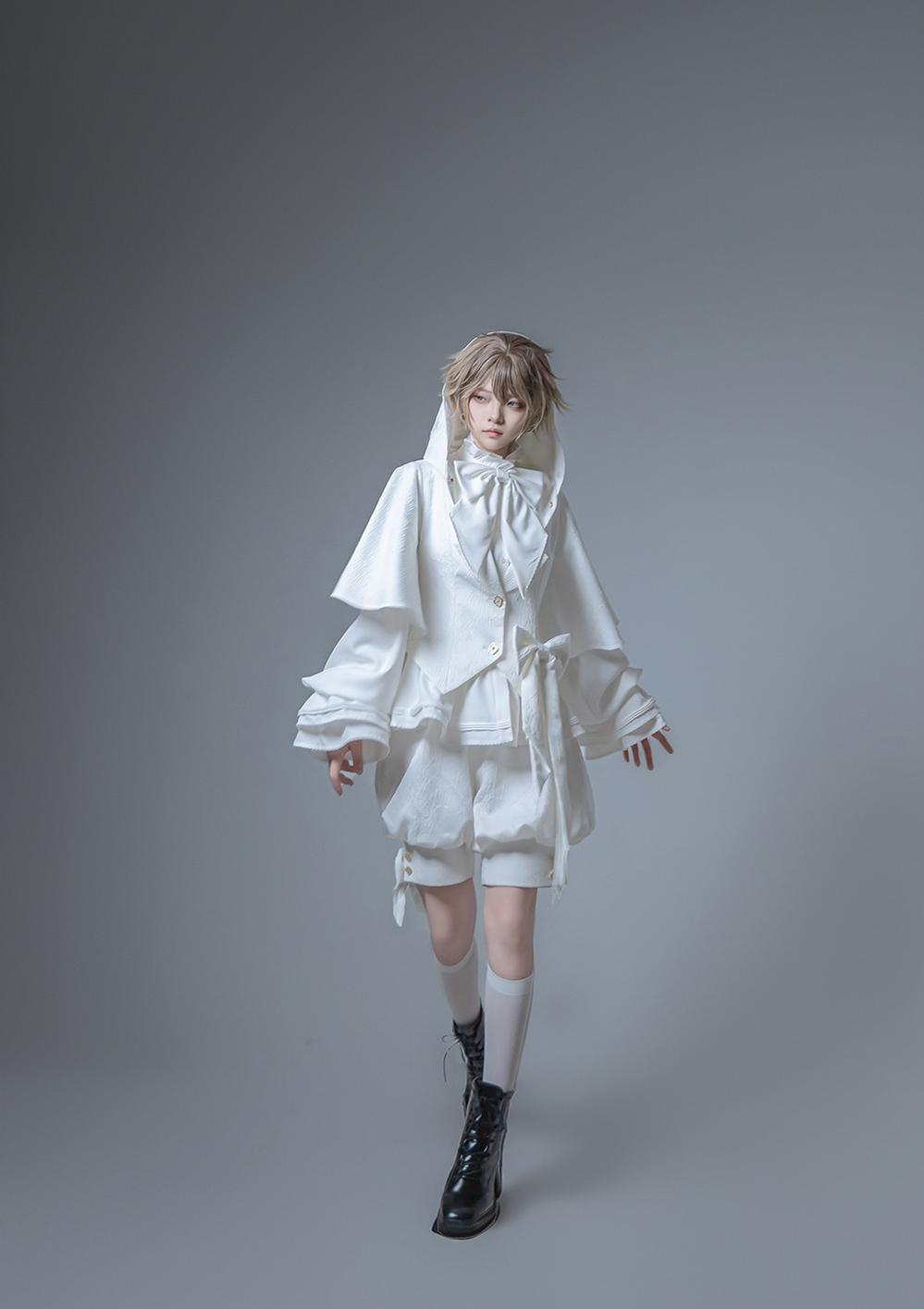Princess Chronicles - Rabbit Hunting White Moonlight - Handsome Ouji Lolita Coat Rabbit Ears Pants Set