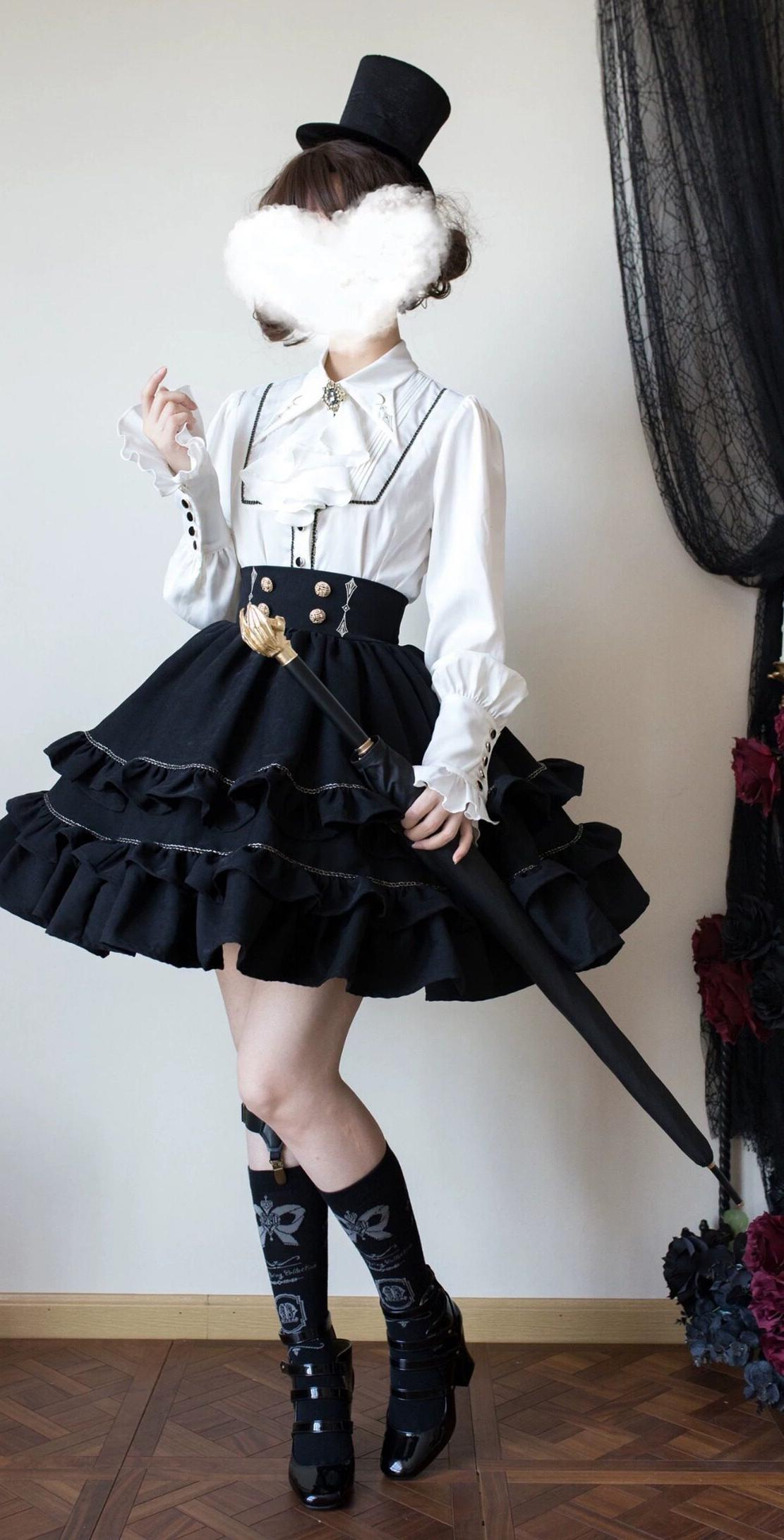 Fallen Moon Code - Retro Military Lolita Capelet-Sleeve Set: Vest, Skirt & Pants