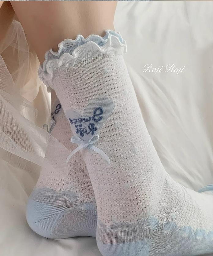 Roji Roji~Sweet Lolita Socks Cute Lolita Short Socks With Polka Dot 39566:631640