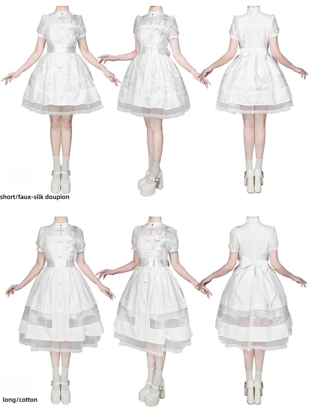 Ghost Orchid - Gothic Lolita OP Dress, Embroidered Cross