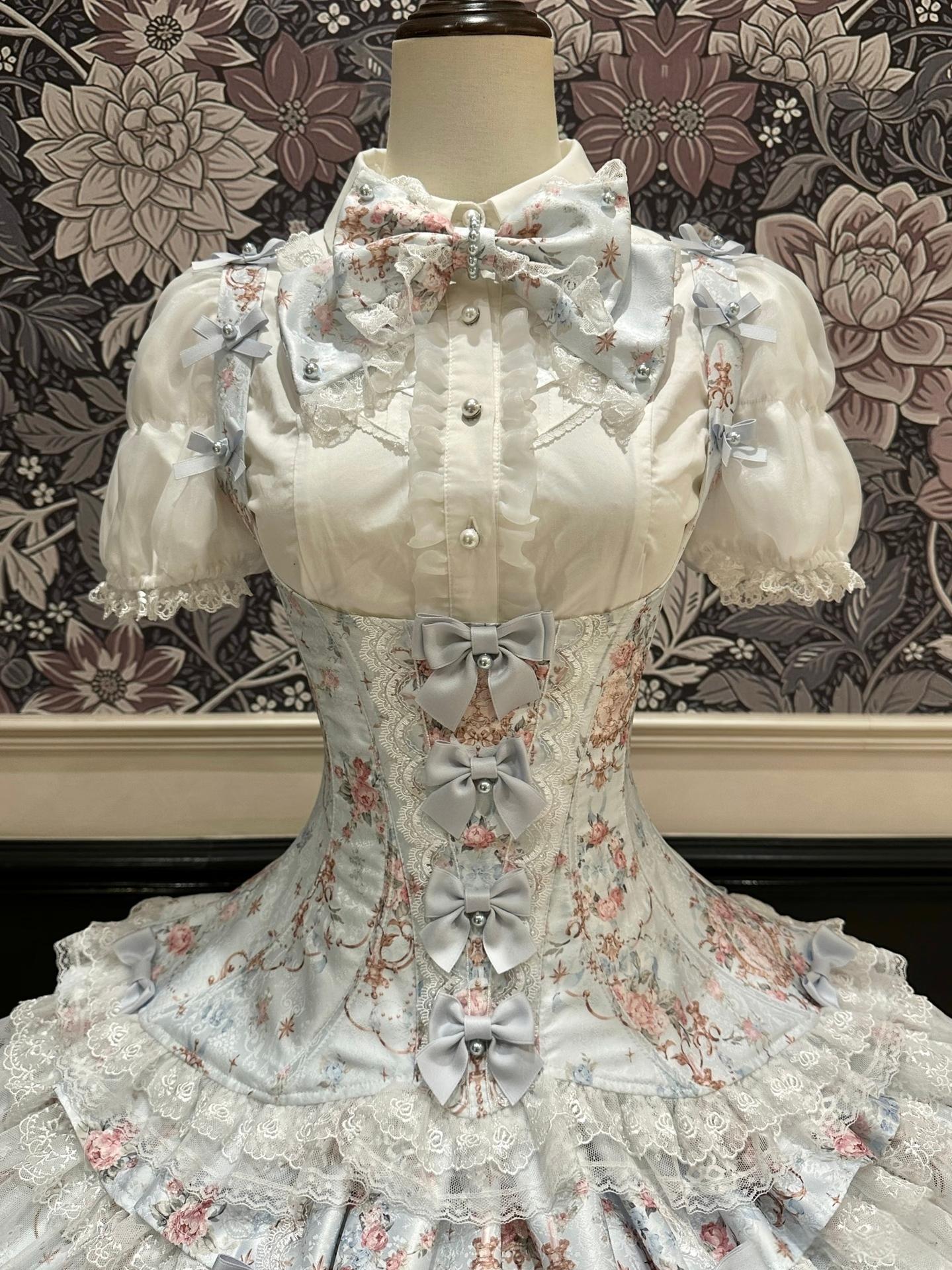 Mengfuzi - FLower in the Mirror - Old-School Lolita Bodice & SK Set, Short-Sleeved OP 44280:802292