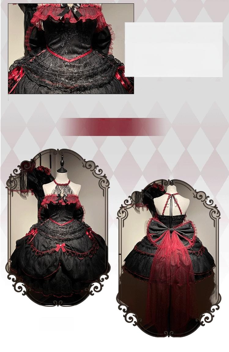 Cascading Poetry - Gothic Lolita JSK Dress, Lace & Tiered Hem