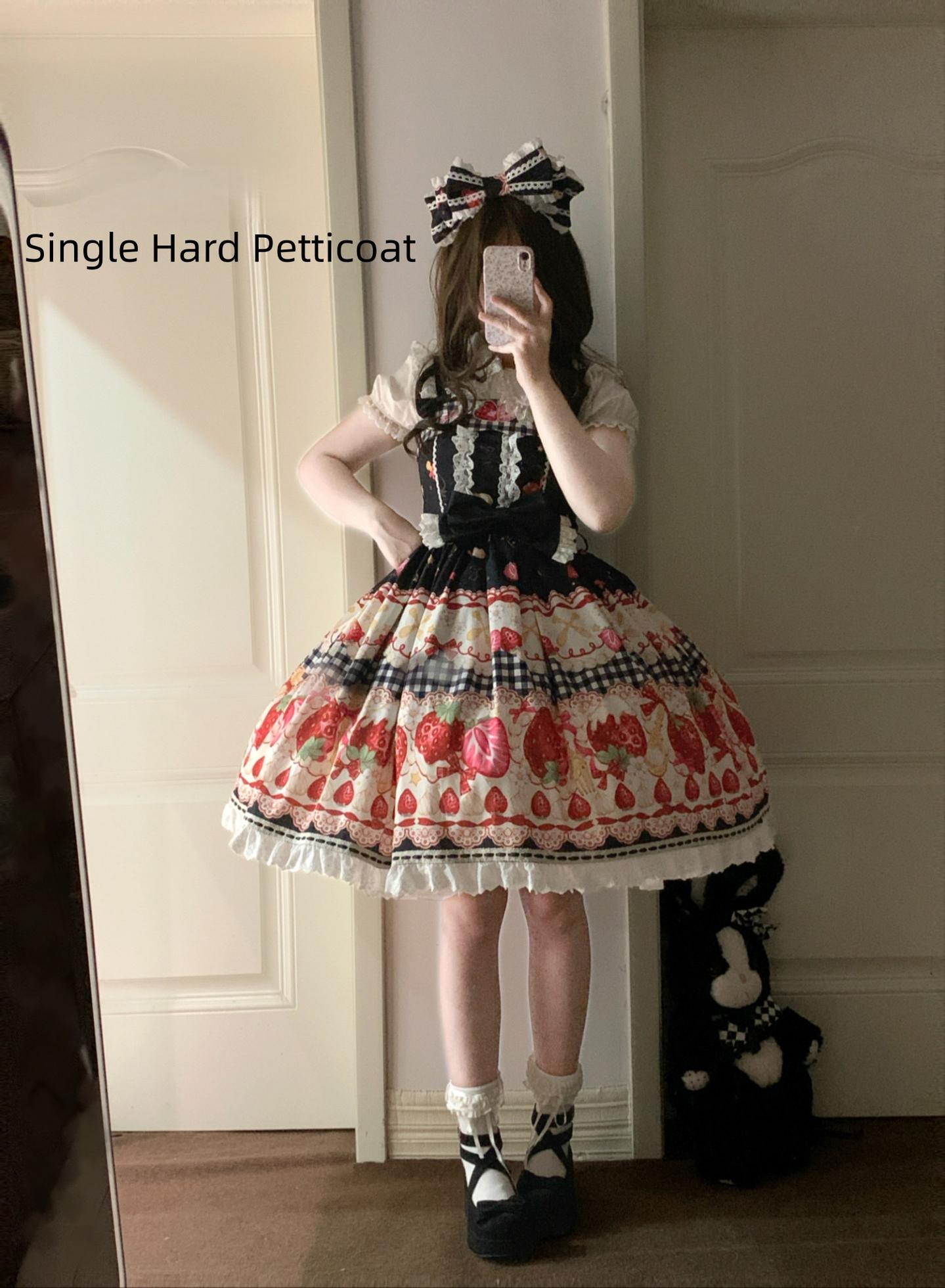 Plaid Strawberry Jam - Sweet Lolita Strawberry Printed JSK Dress 45545:853153