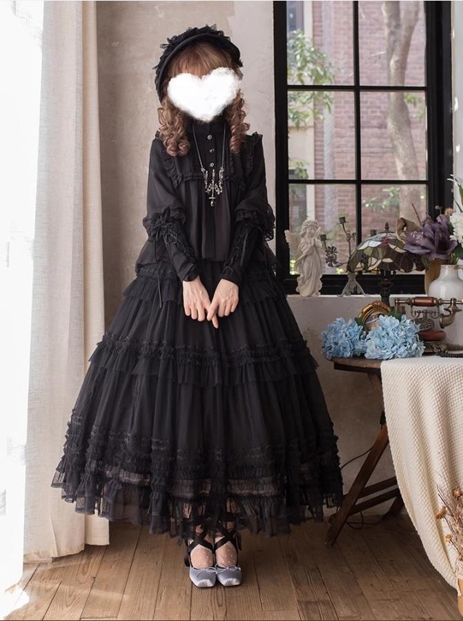 ThinkFly~Pleated Heart~Elegant Lolita Petticoat with Dotted Gauze Hem 42170:732890