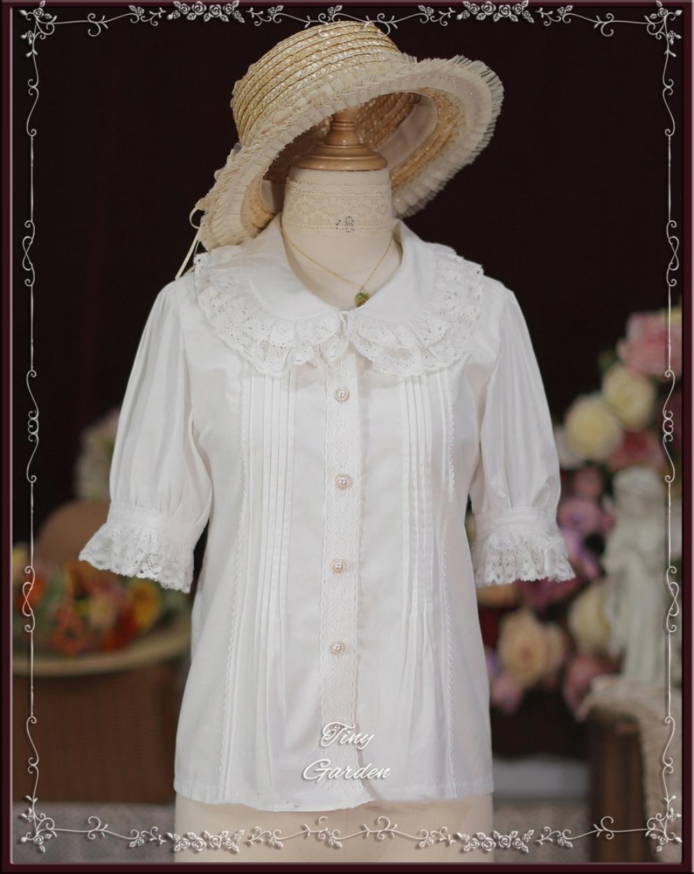 Tiny Garden - Antique Doll - Kawaii Cotton Lolita Blouse S white
