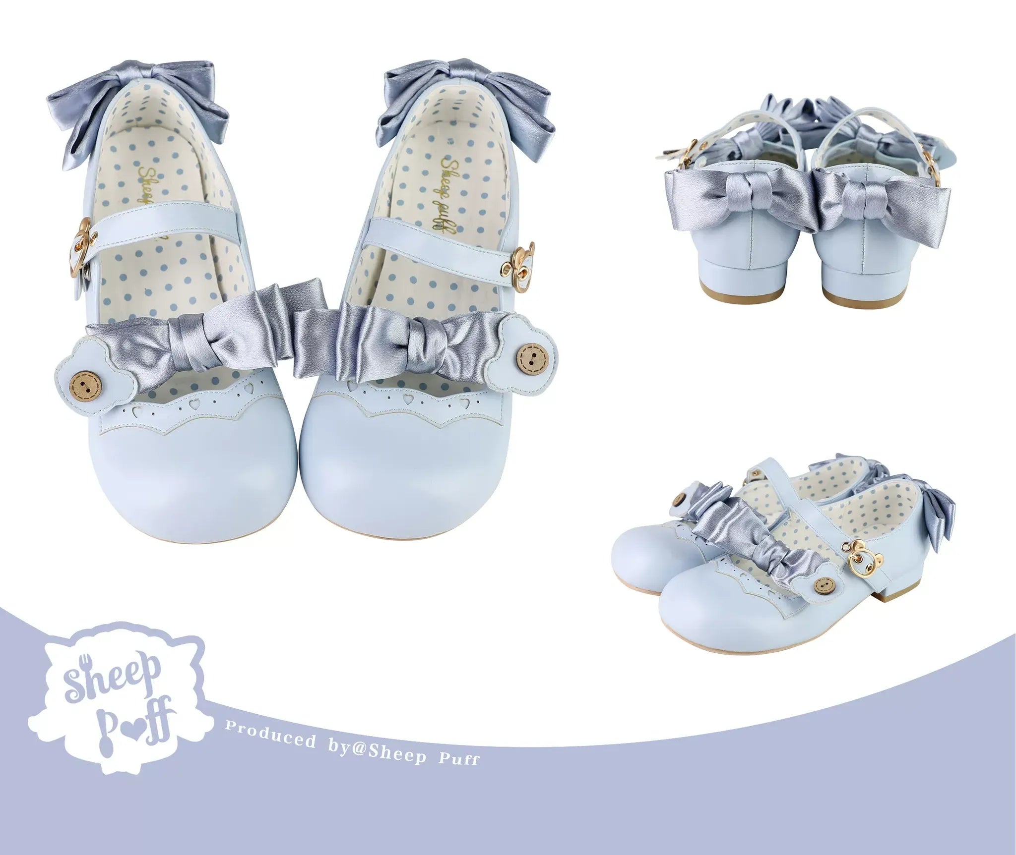 Bear Room - Sweet Lolita Shoes Double Bow Round Toe Flat Shoes