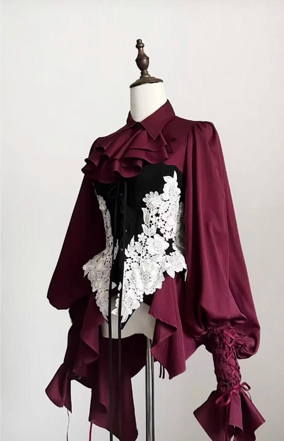 The Cage - Gothic Lolita Fishbone Bodice, Embroidered Appliqués