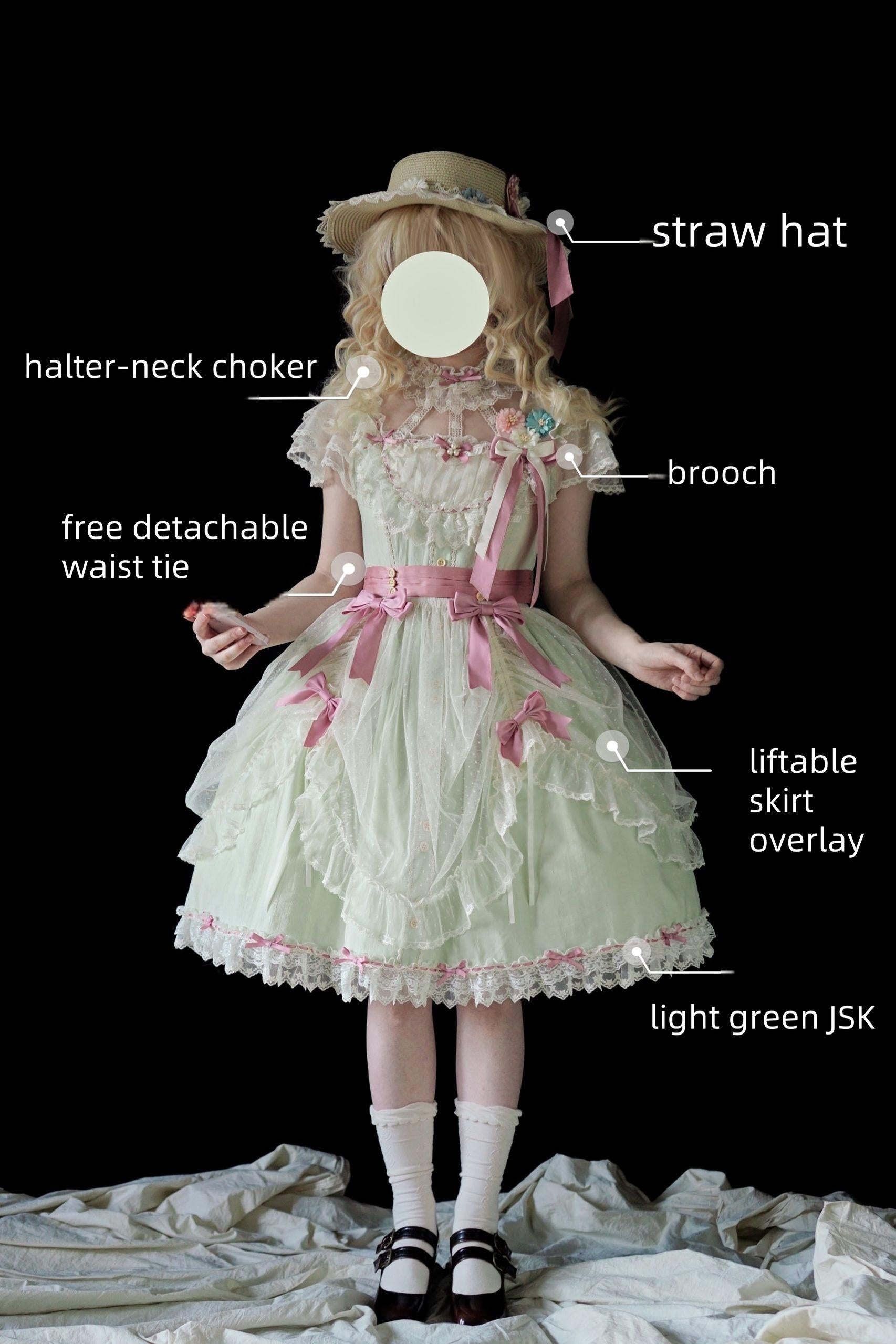 Uncle's Workshop - Fluttering Cherry Spring Strings - Cotton Sweet Lolita JSK Dress 42196:776814