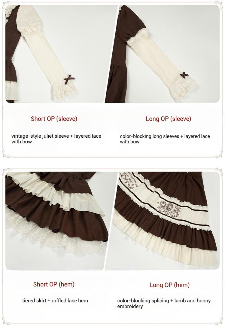 With PUJI - Sugar Frost Tale - Kawaii Lolita OP Button Closure Dress, Lamb & Bunny Embroidery 44101:797016