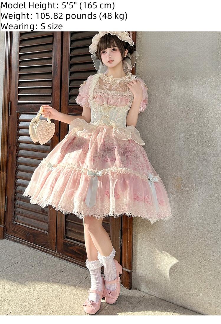 Spireme Cat - Wedding in Dream - Pink Sweet Lolita OP Dress, Detachable Corset