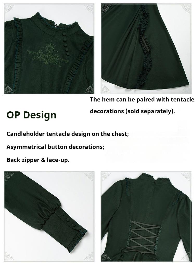 With PUJI - Letter and Poetry · Abyss Clinic - Gothic Lolita Green Dress Set 43929:789741