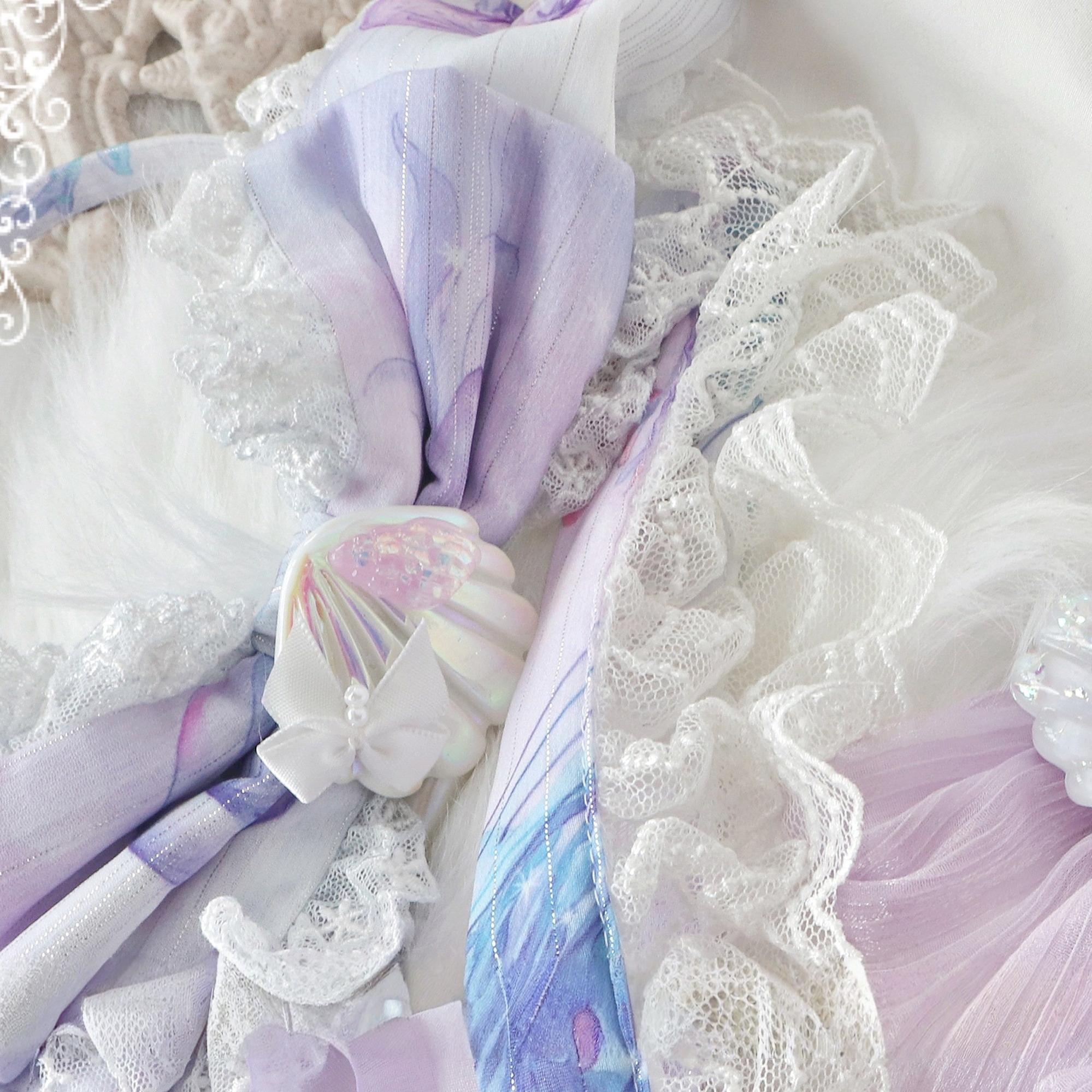 Coral Jellyfish - Sweet Lolita High-waist JSK Dress, Jellyfish & Coral Print (L M S) 44906:827336