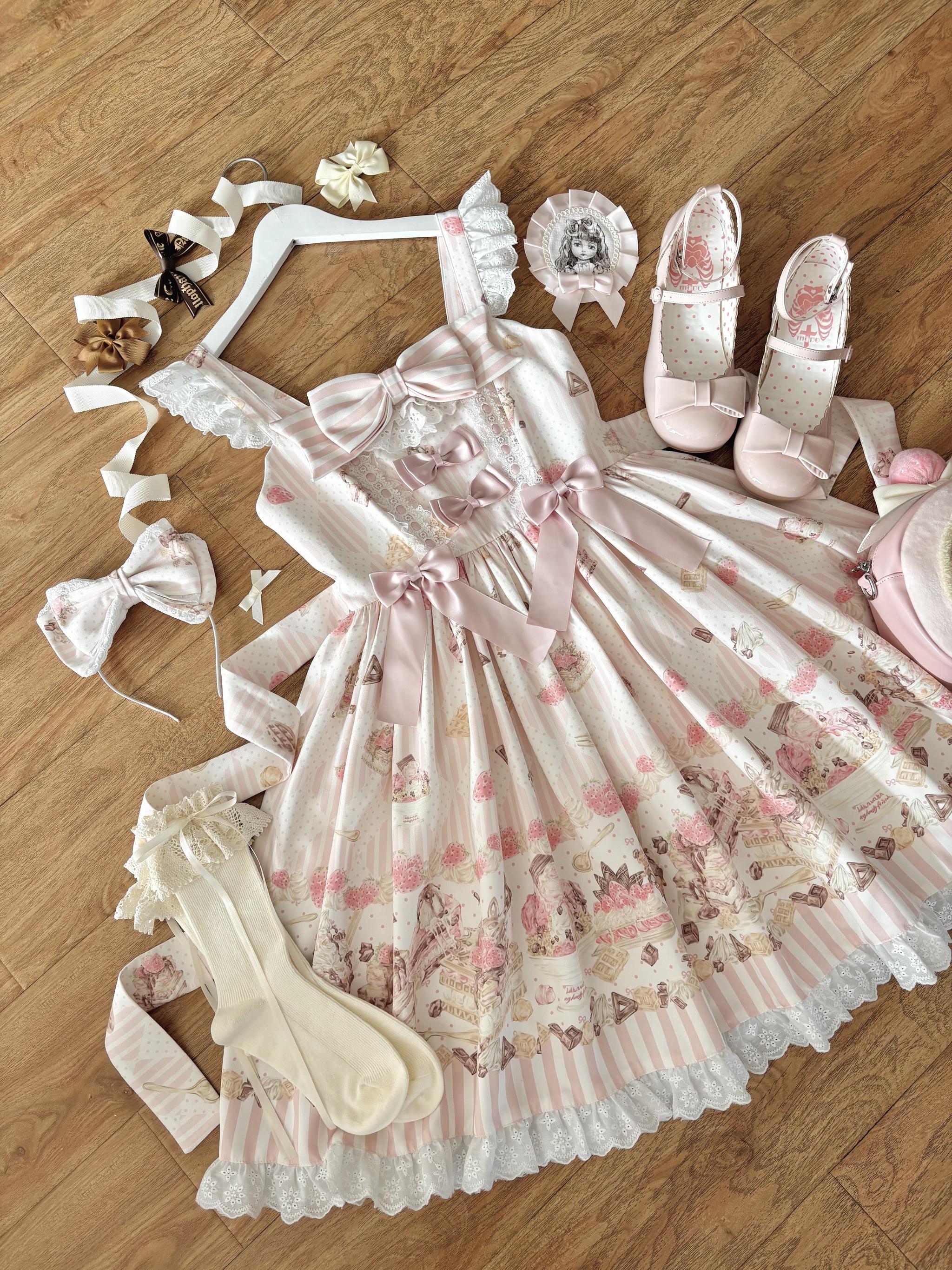 Iced Strawberry Cheese - Sweet Lolita JSK, Strawberry Dessert Print