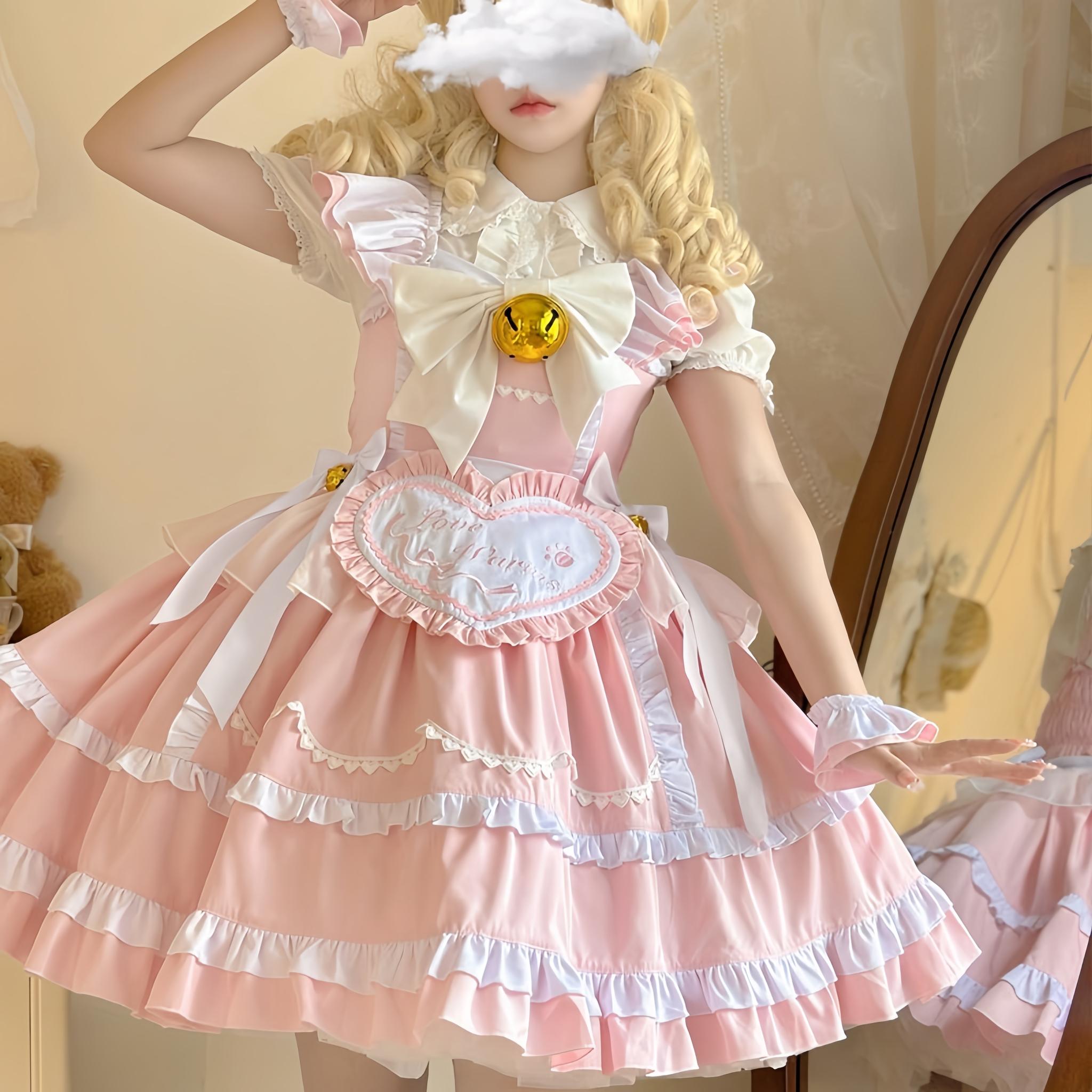 Sweetheart Chef - Sweet Lolita JSK Dress, Bell & Detachable Heart-shaped Apron