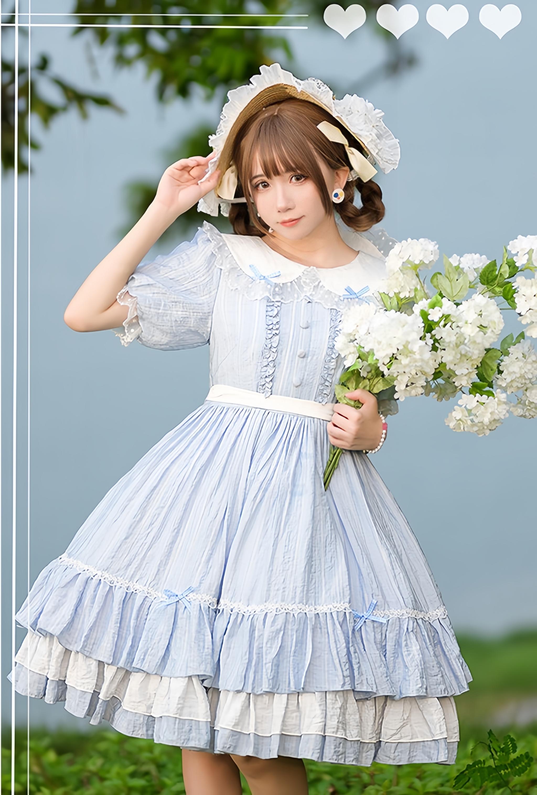 Afternoon Tea - Classic Lolita OP Dress, Lace Peter Pan Collar