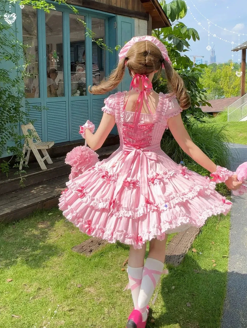 Eternal Girlhood - Six-Panel Old School Lolita Striped JSK & OP, Bow Accents 45811:863044