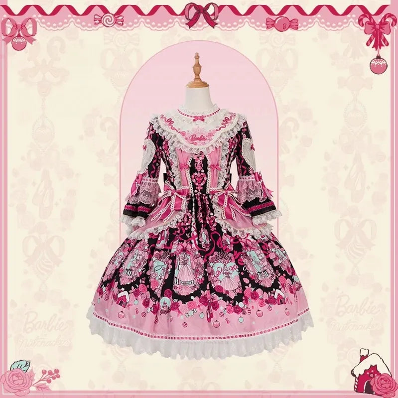 Nutcracker - IP Collaboration Sweet Lolita JSK & OP, Princess & Rose Print (L M S XL XS) 45890:866732