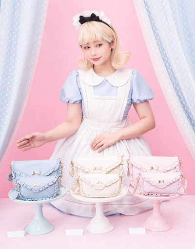 Sheep Puff~Love Letter~Sweet Lolita Bow Solid Color Women's Bag   