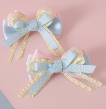 Xiaogui - Sweet Ice Cream - Sweet Lolita Bow Hair Accessories a pair of small bow fish mouth clips