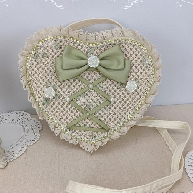Cocoa Jam - Sweet Lolita Handbag Handmade Woven Heart Shape Crossbody Bag Customized color