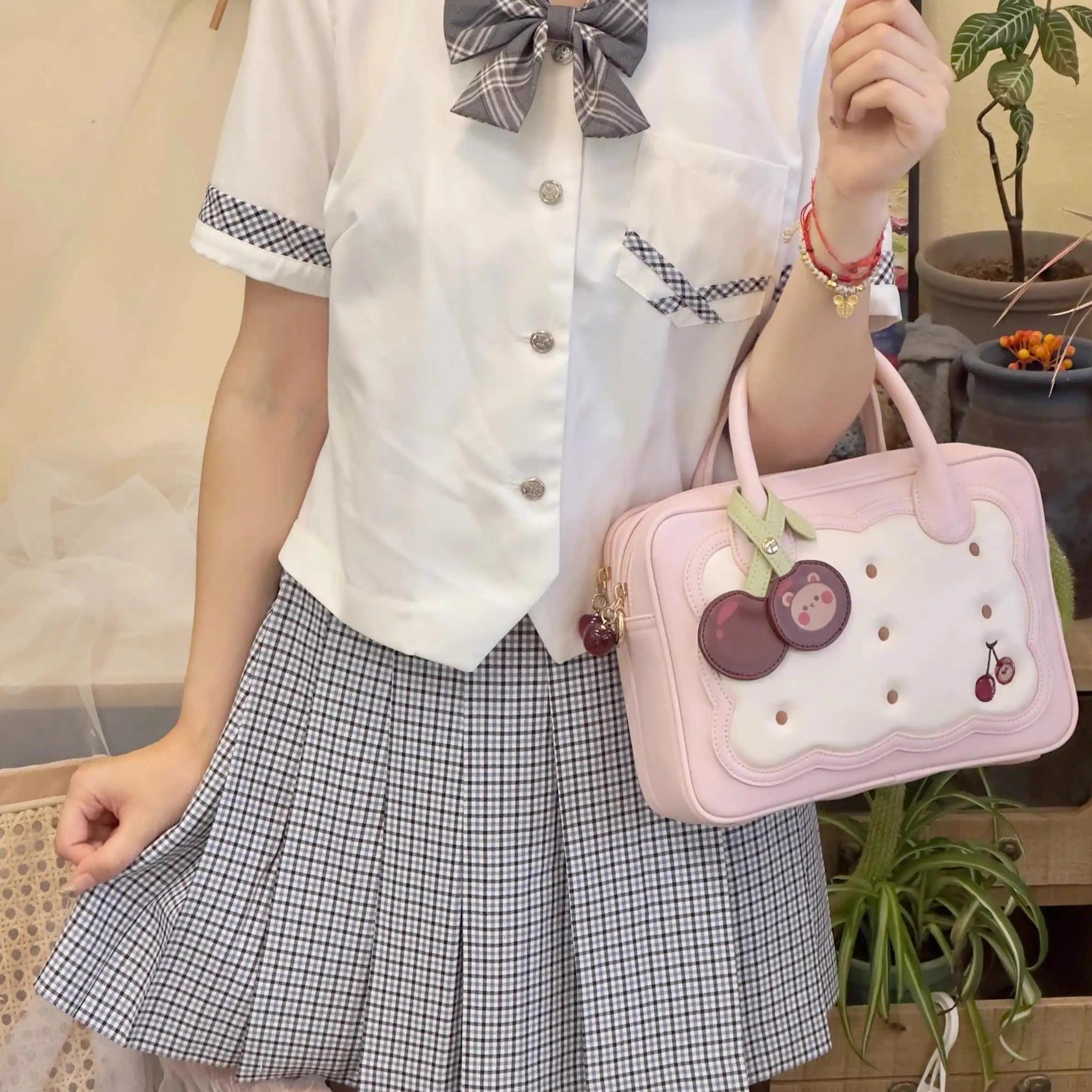 Morning Glory~Kawaii Lolita Bag Cherry Biscuit Shoulder Crossbody Handbag 36810:533836