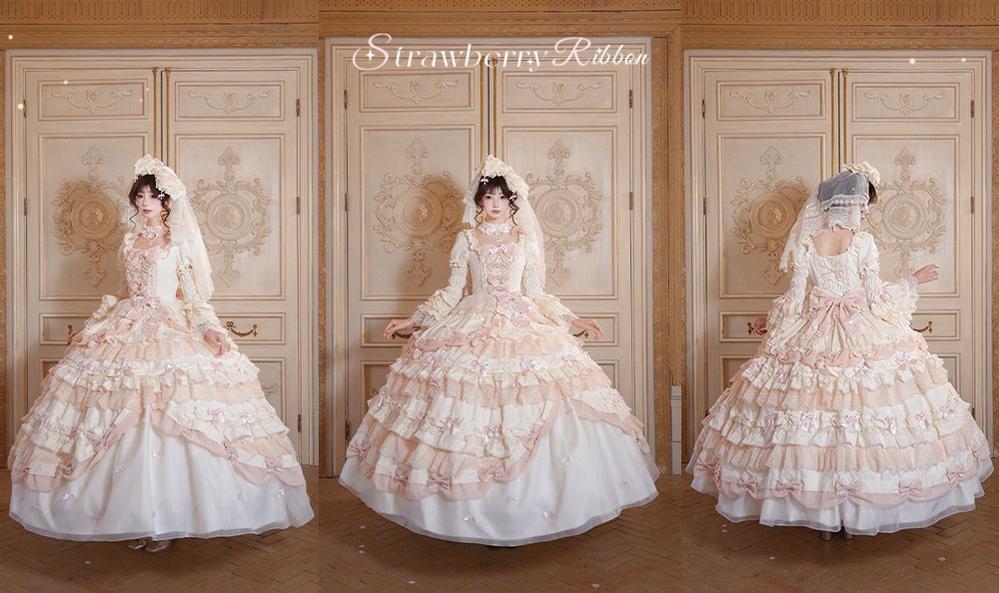 Strawberry Ribbon - Sweet Lolita Wedding Dress, Side Opening 44910:827514