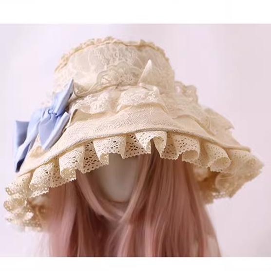 Xiaogui - Retro Lolita Hat Lace Handmade Doll Hat with Multicolor Bows