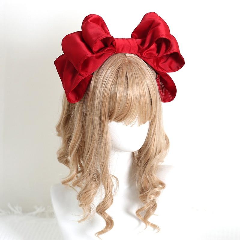 Xiaogui - Satin Doll-like Lolita KC, Layered Bowknot Vintage Red