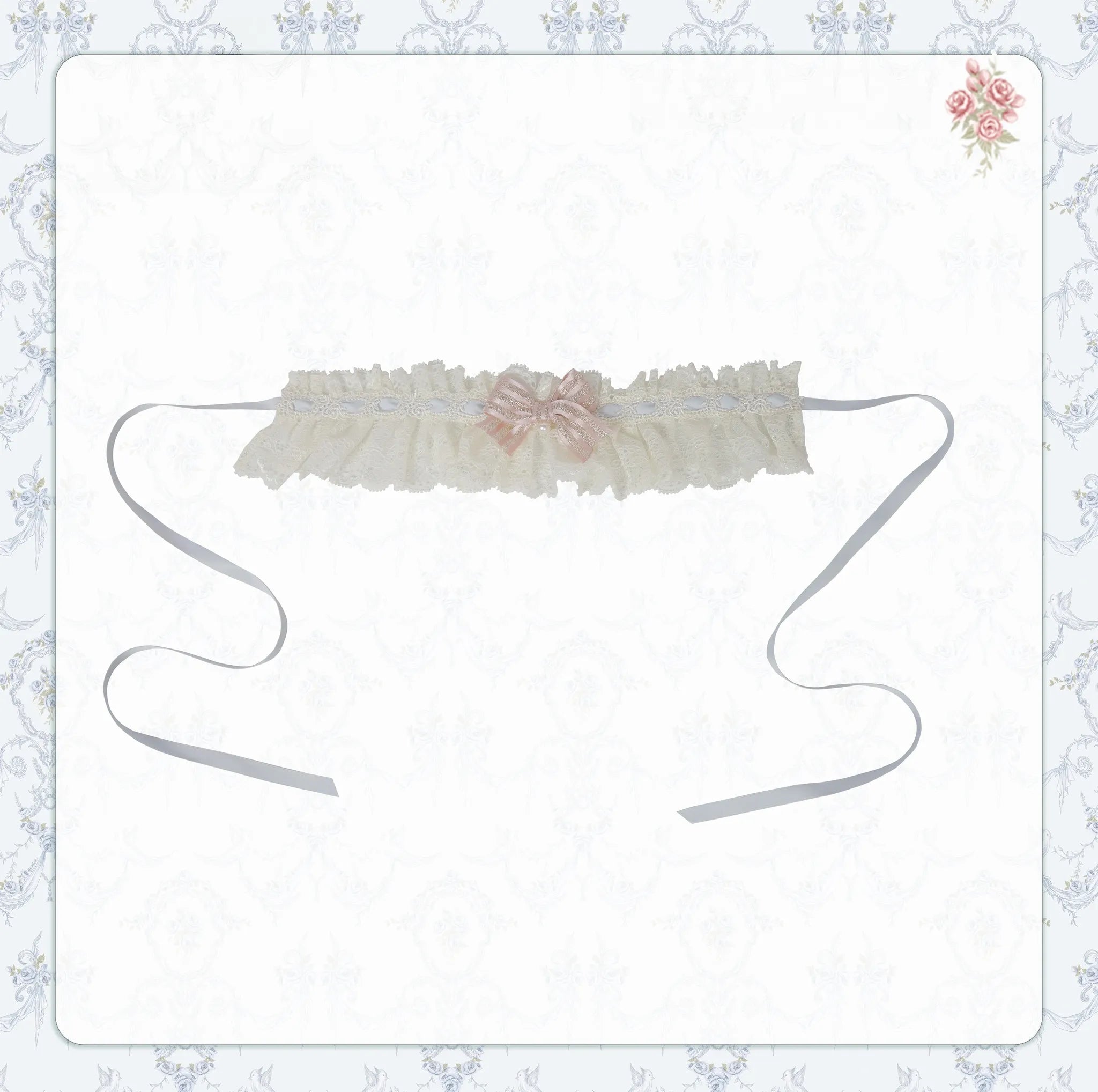 Rose Fragrance - Classic Lolita Lace JSK & OP Dress, Rose & Perfume Bottle Print (L M S) 45850:865566
