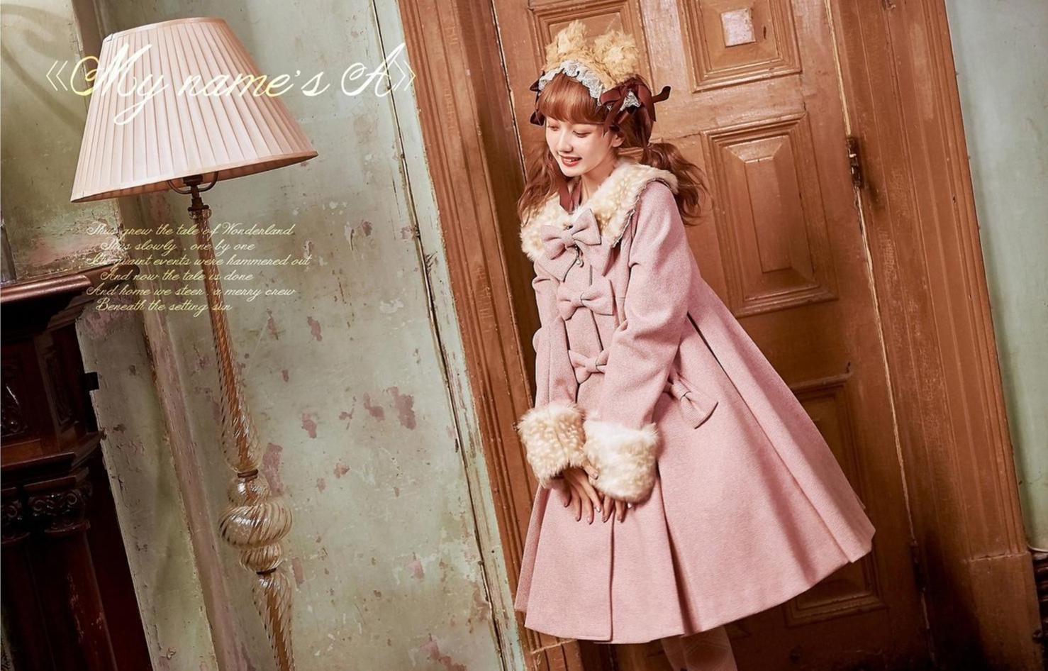 Unideer - Winter Lolita Coat Wool Bow Overcoat